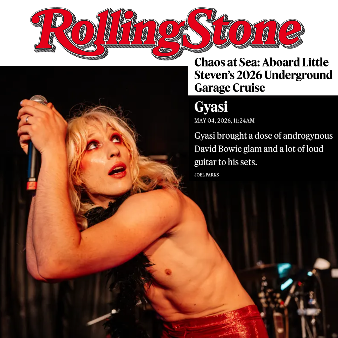 Rolling Stone Spotlights Gyasi’s Little Steven’s Underground Garage Cruise Set