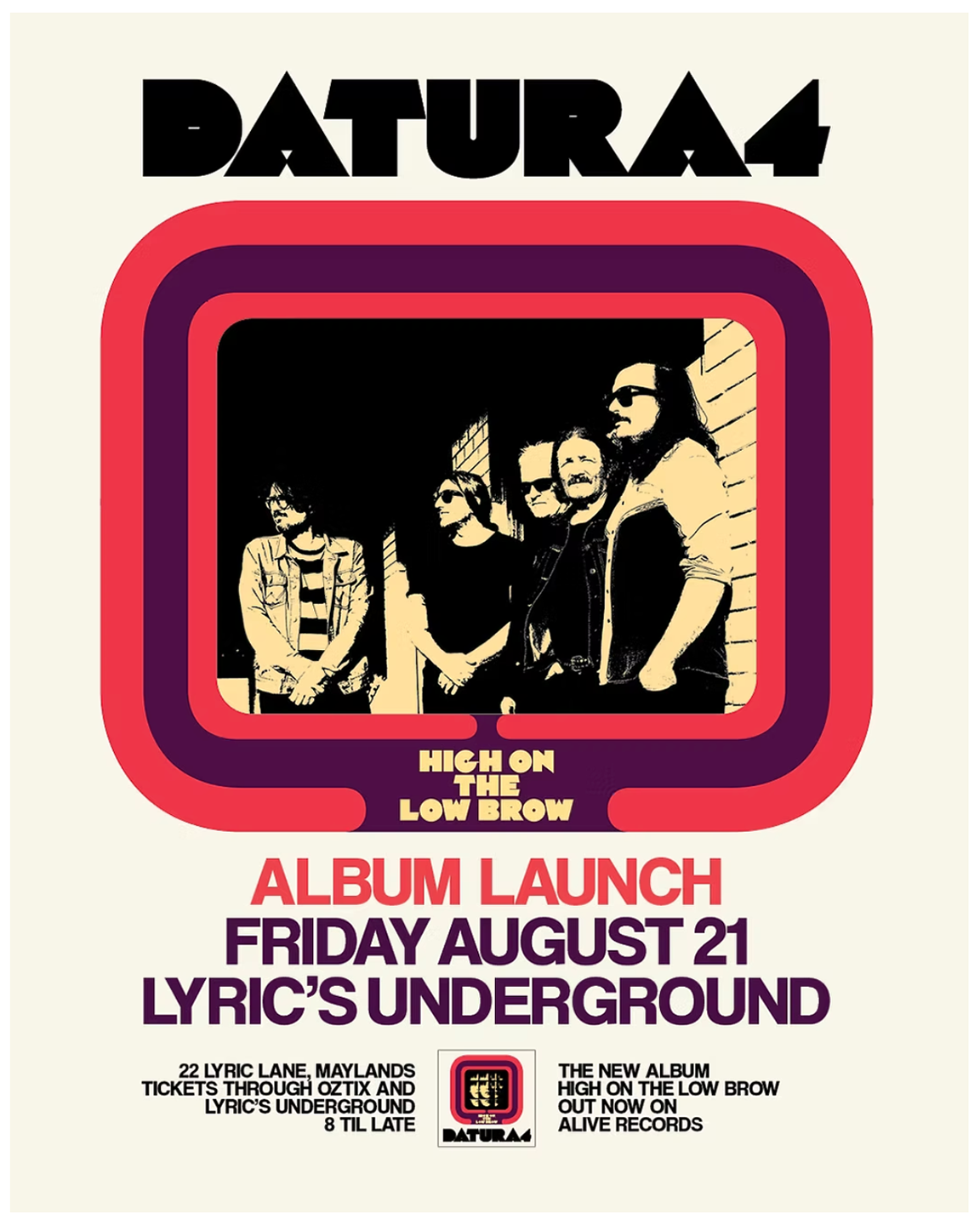DATURA4 album launch at Lyric’s Underground in Maylands (AU)